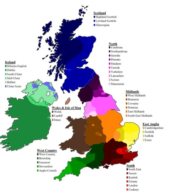 UK regional accents map